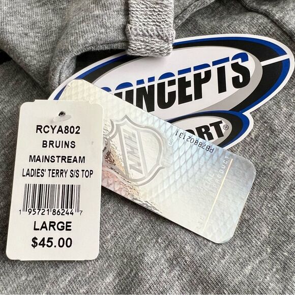 NHL Boston Bruins Women’s Sweatshirt Tee Gray Black Large NWT - Picture 9 of 11